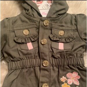 Baby Girl 3 piece Pant,fleece shirt & embroidered Jacket with Hood 12 months